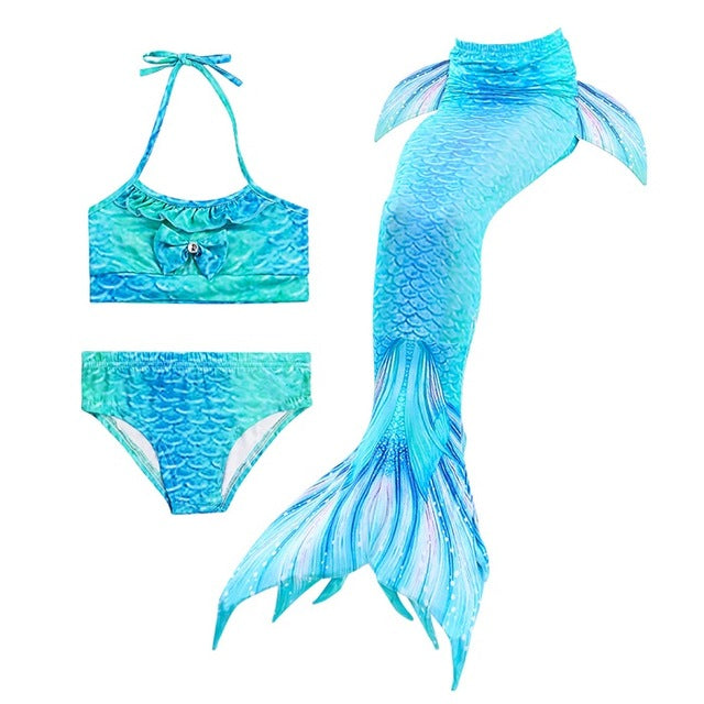 3PCS/Set HOT Kids Girls Bikini Set Mermaid Tails with Fin Swimsuit Bikini Bathing Suit Dress for Girls Children Beach Cosplay