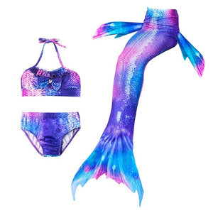 3PCS/Set HOT Kids Girls Bikini Set Mermaid Tails with Fin Swimsuit Bikini Bathing Suit Dress for Girls Children Beach Cosplay