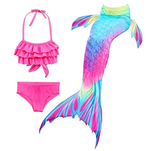 3PCS/Set HOT Kids Girls Bikini Set Mermaid Tails with Fin Swimsuit Bikini Bathing Suit Dress for Girls Children Beach Cosplay